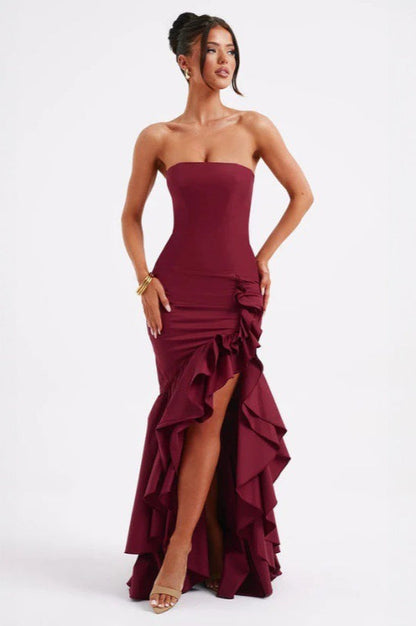 Chic Off Shoulder Strapless Asymmetric Formal Dress