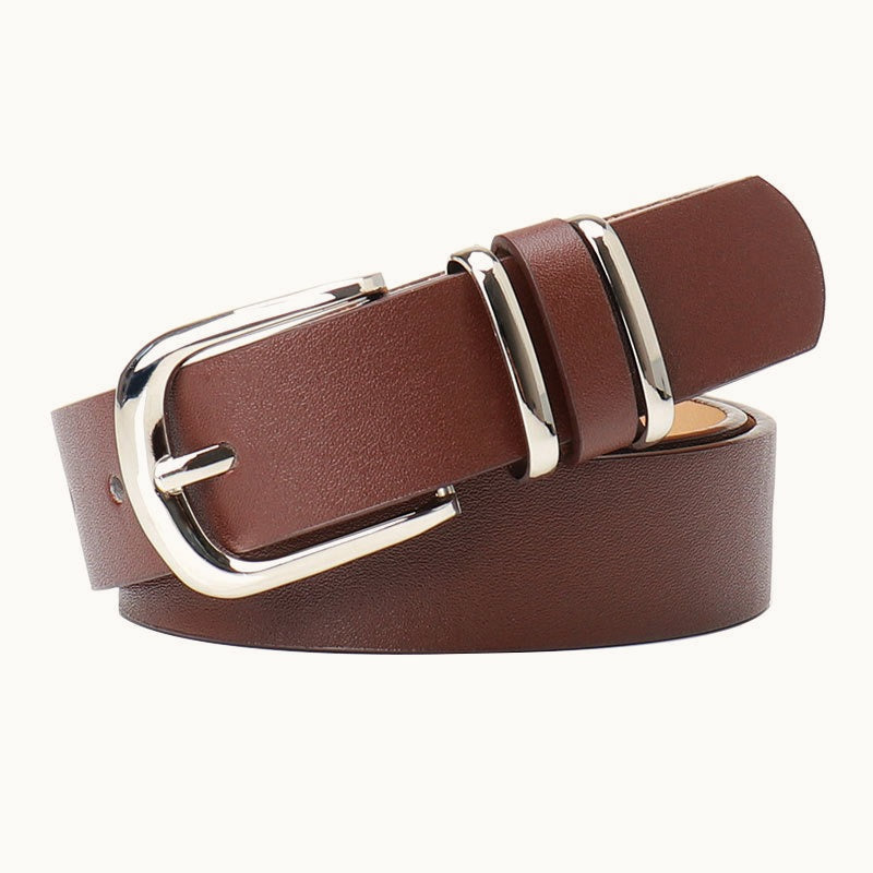 Minimal Textured Double Ring Buckle Waist Belt