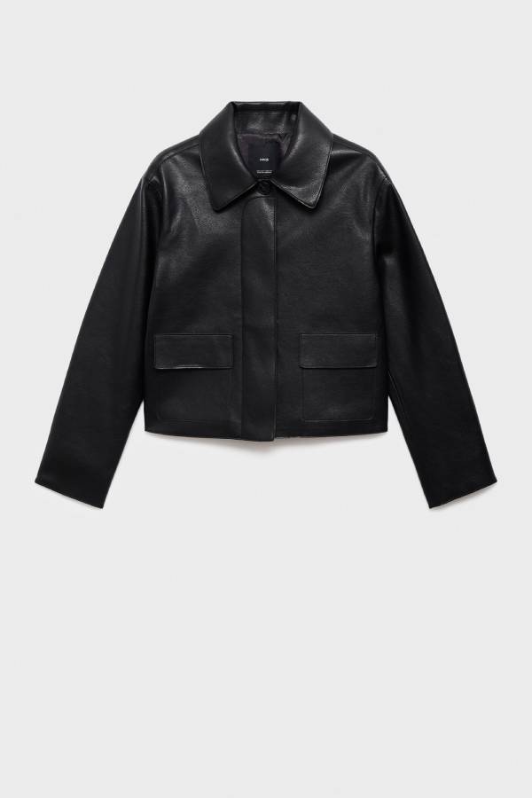 Faux-leather jacket with pockets