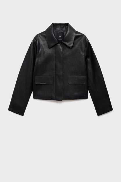 Faux-leather jacket with pockets