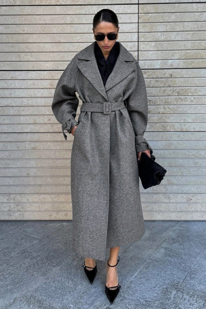 Long Belted Relaxed Overcoat
