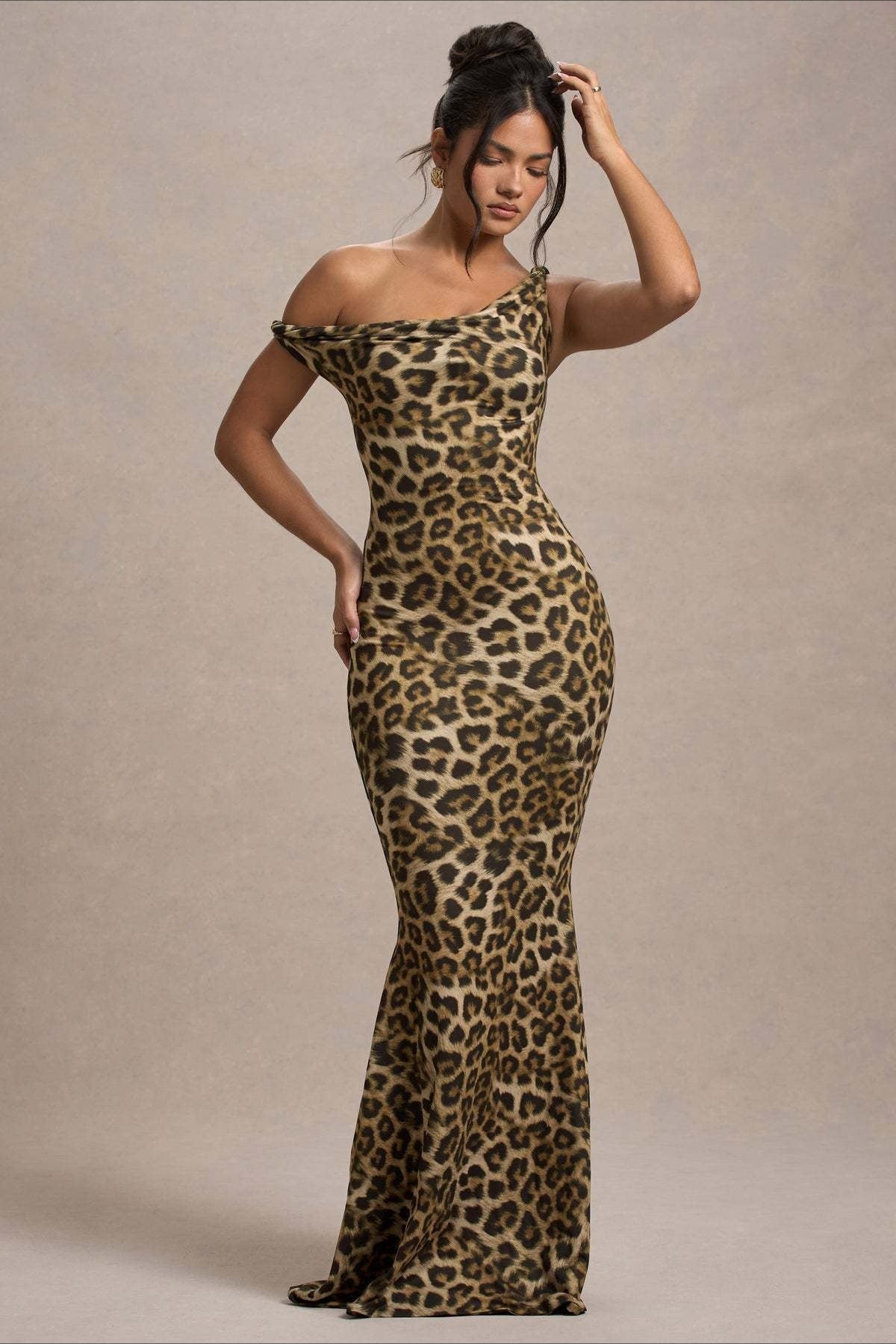 Print One-Shoulder Bodycon Party Dress