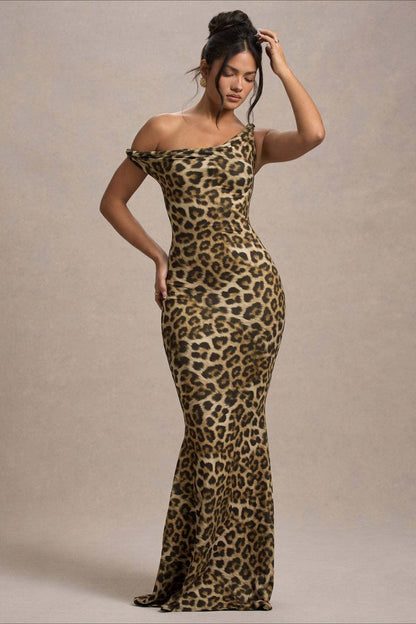 Print One-Shoulder Bodycon Party Dress