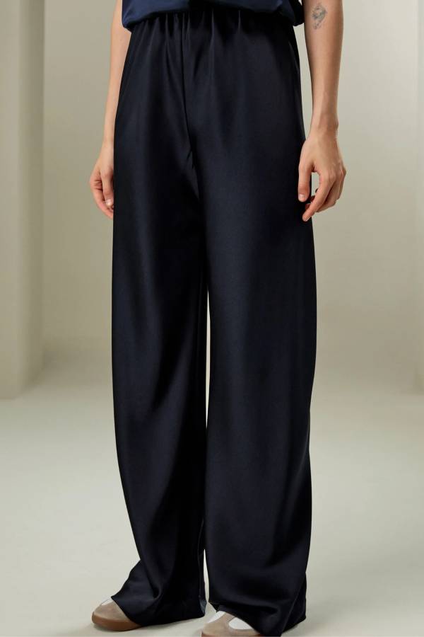 Bias-cut satin trousers