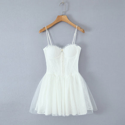 Jacquard Corset Hook Front Tulle Tiered Tutu Mini Dress