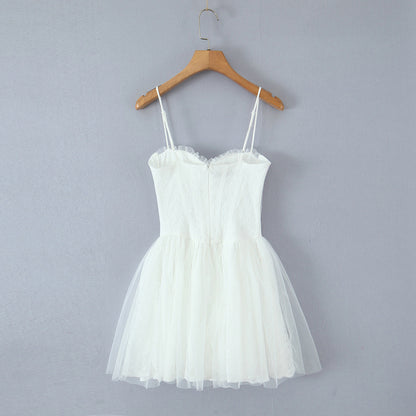 Jacquard Corset Hook Front Tulle Tiered Tutu Mini Dress