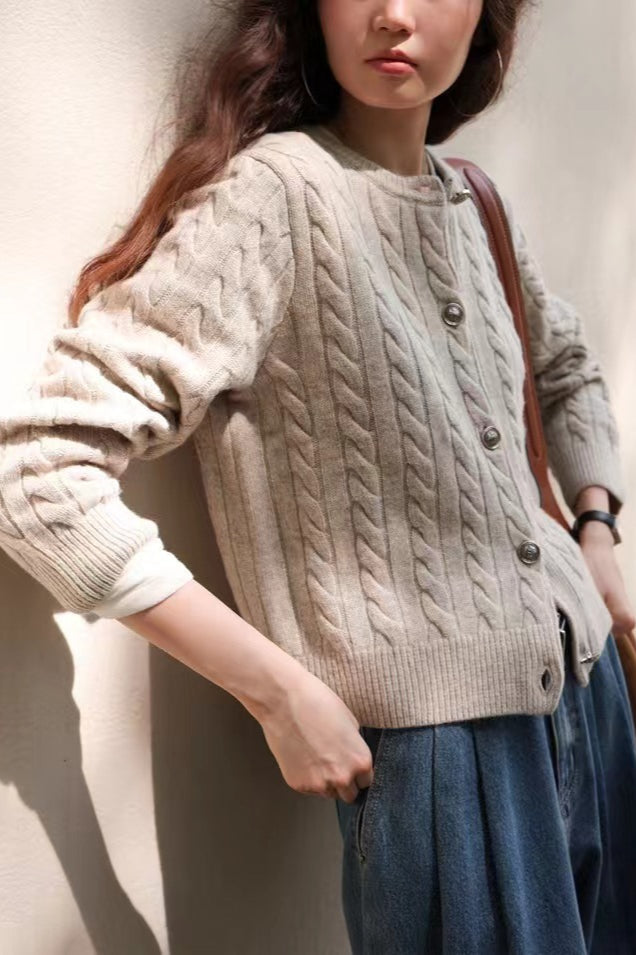 Fine Gauge Merino Cable Cardigan