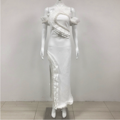 Summer V neck Sling Dress Women Sexy Backless Bandage Lotus Leaf Dress