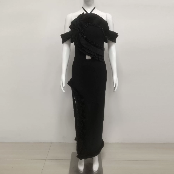Summer V neck Sling Dress Women Sexy Backless Bandage Lotus Leaf Dress