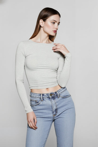 2024 Basic Round Neck Long Sleeve Pullover Tee