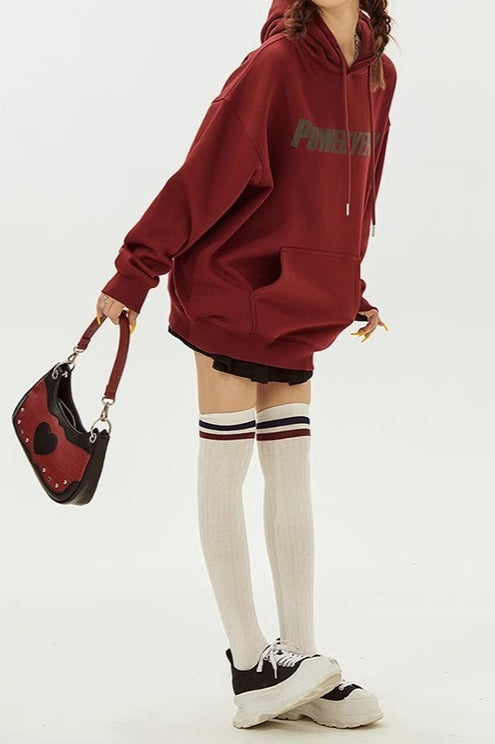 Letter Graphic Oversized Fleece Hoodie