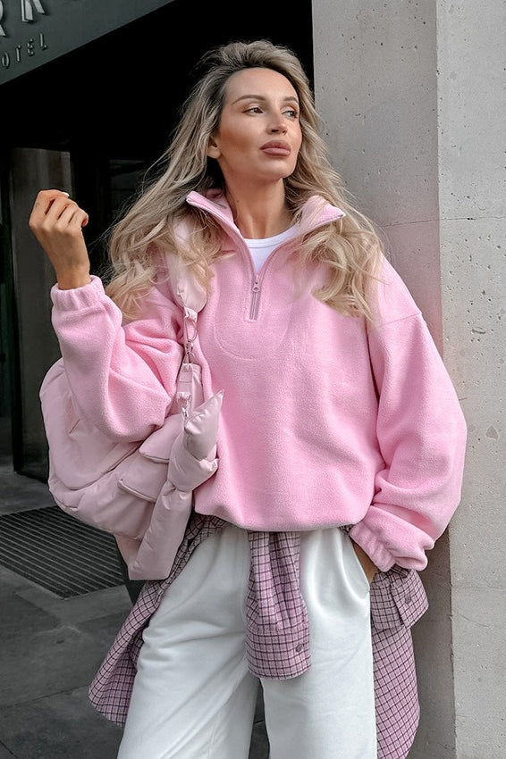 Sherpa Fleece Oversized Casual Sweatshirt