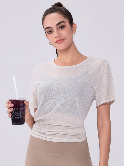 Spring Summer High-Grade Casual Slimming Yoga Jacket Loose Breathable Sports Blouse Hollow Out Cutout out Beauty Back Women Yoga Clothes