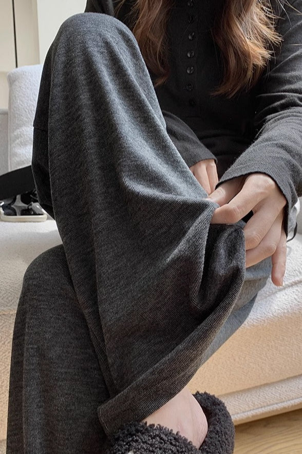 Plush Deep Gray Oversized Knit Pants