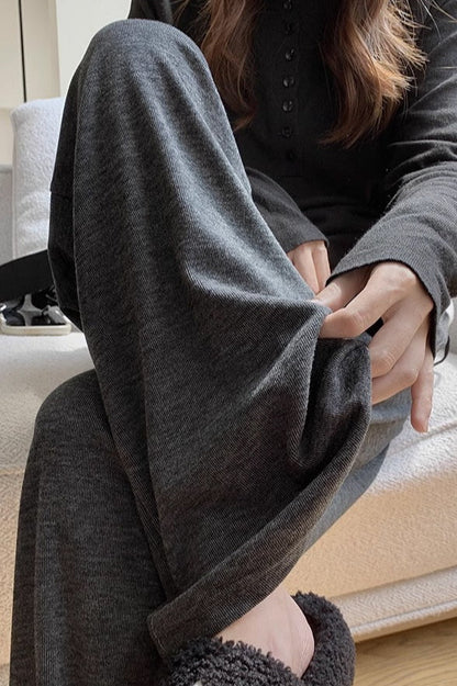 Plush Deep Gray Oversized Knit Pants