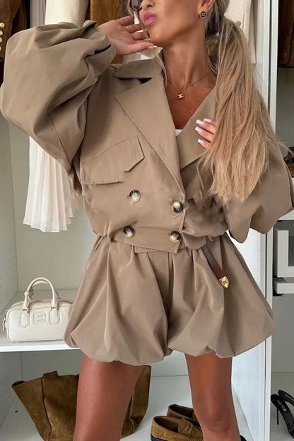 Fashion Style High Rise Elastic Waist Pocketed Bloomer Shorts