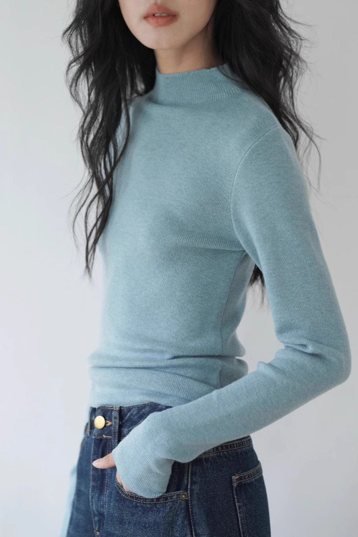 Fitted Mock Neck Knit Top