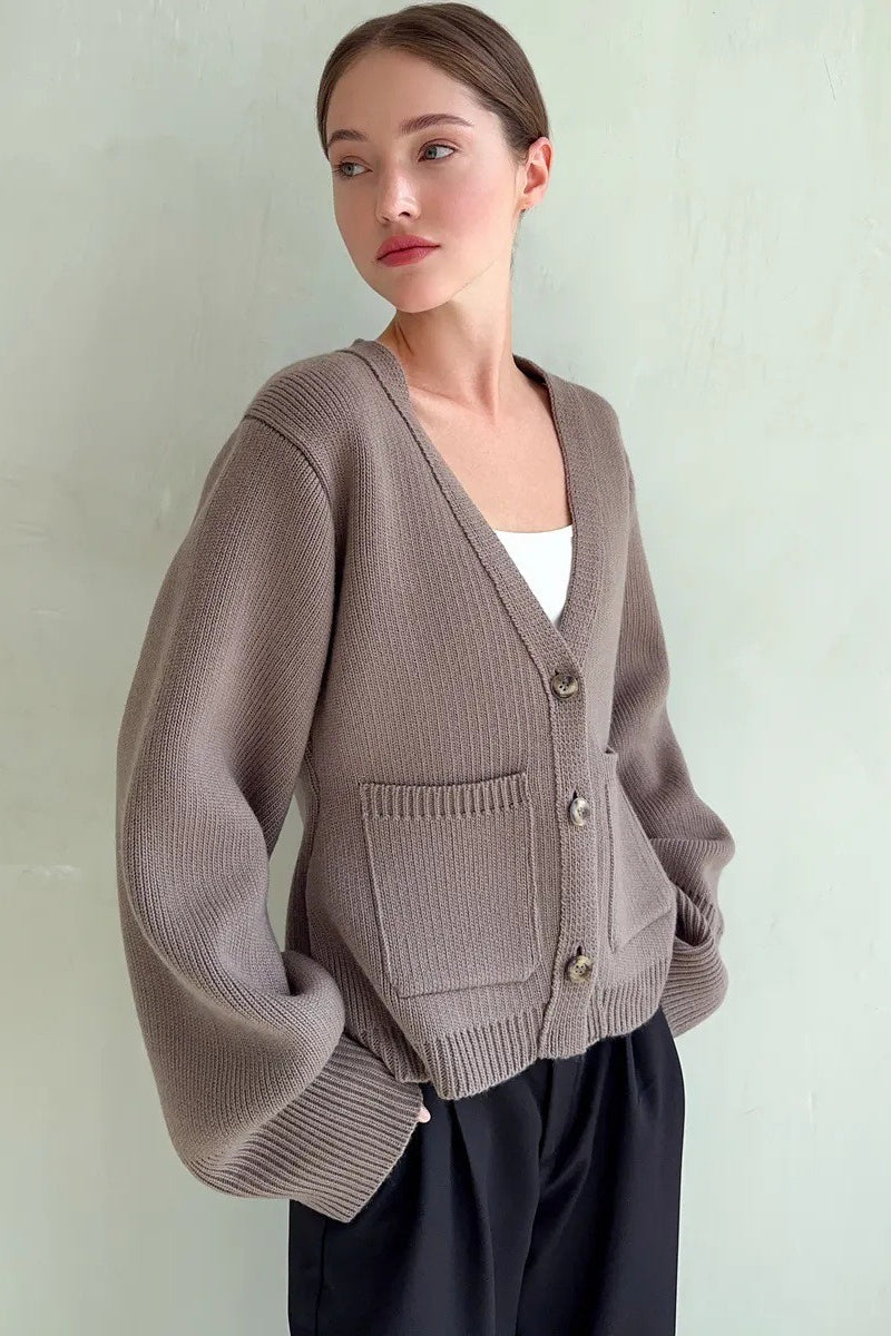 V Neck Pocket Detail Cardigan