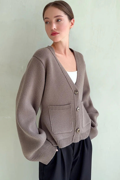 V Neck Pocket Detail Cardigan