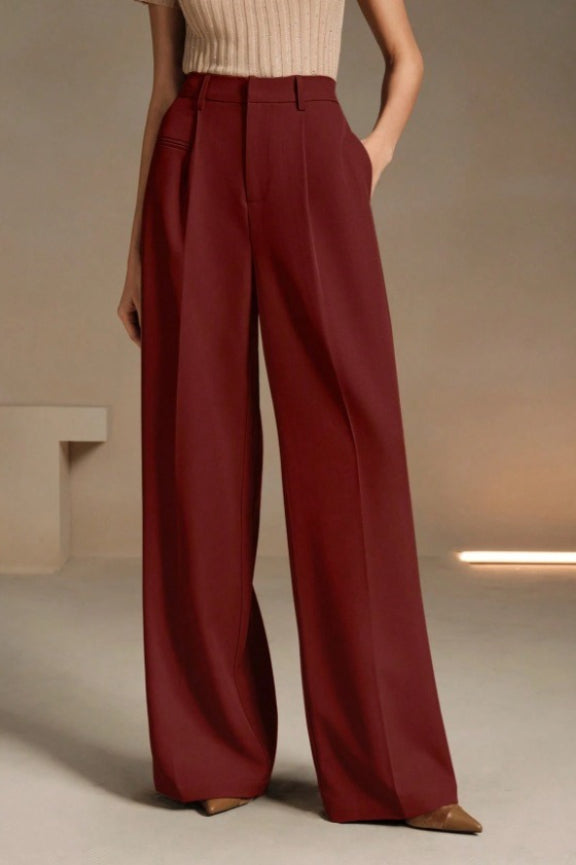 High Waist Fluid Long Straight Pants