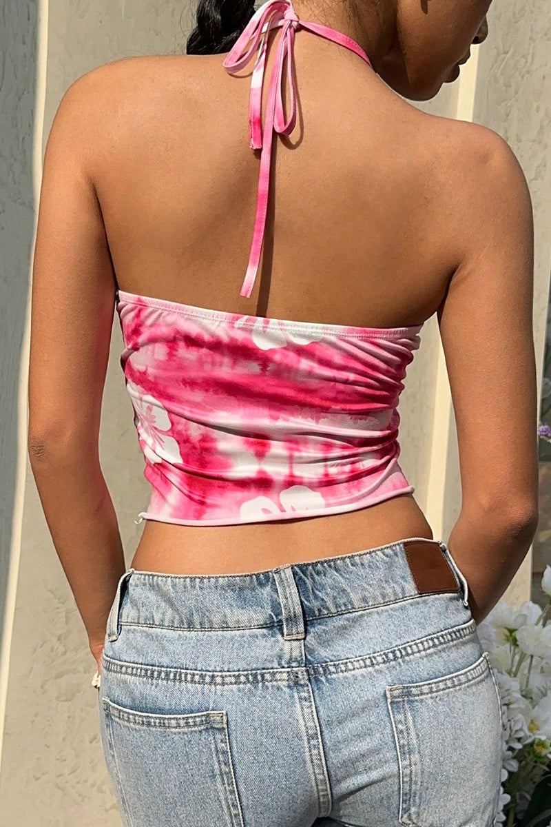 Sexy Backless Tie Dye Halter Top