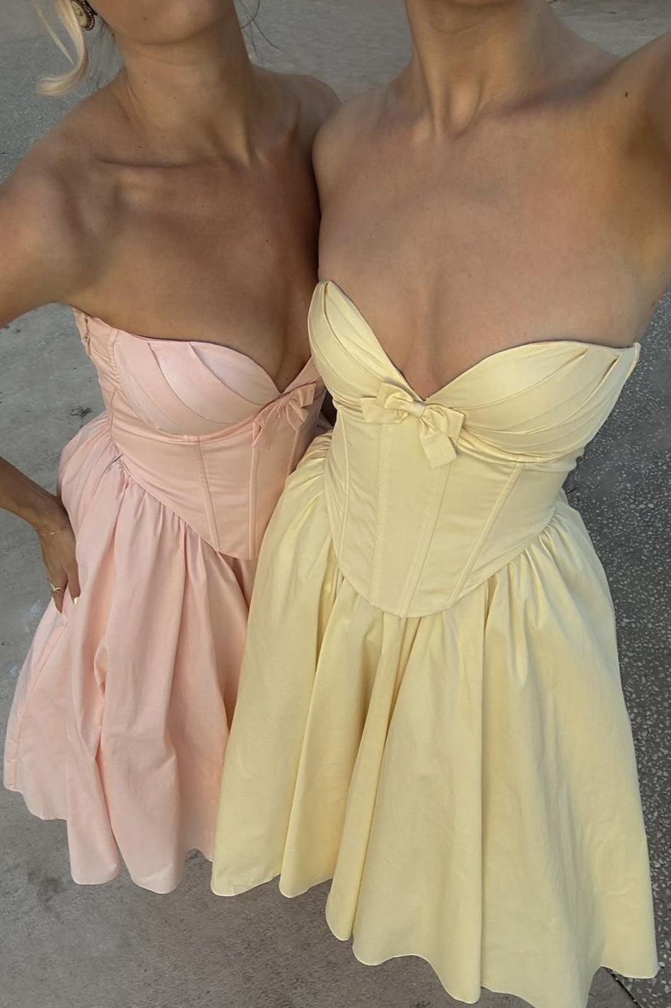 Romantic Bow Boned Strapless Slim Solid Prom Dress