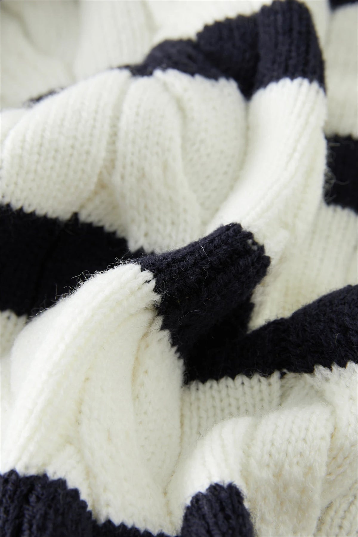Black White Wool Twist Knit Cardigan