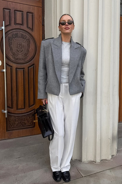 Office Wool Blend Structured Blazer Coat
