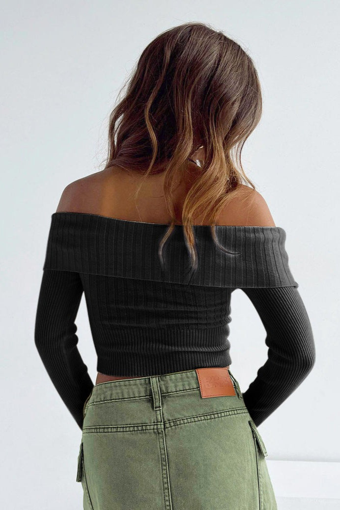Off Shoulder Knit Sweater