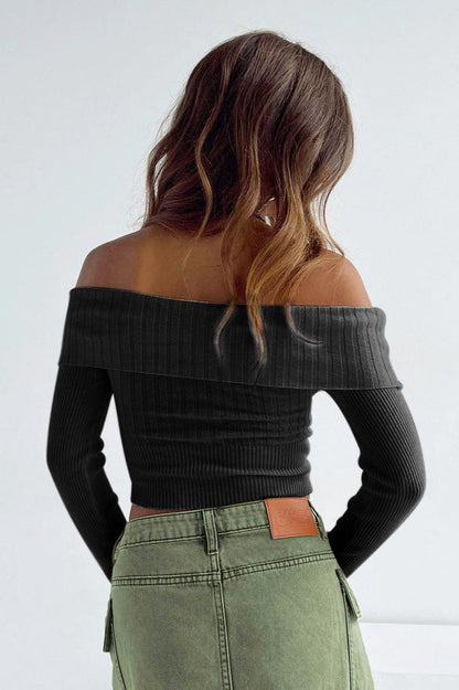 Off Shoulder Knit Sweater