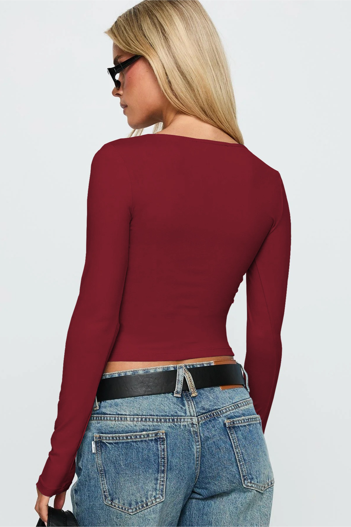 Y2K Spicy Deep V Cutout Slim Long Sleeve Crop Top