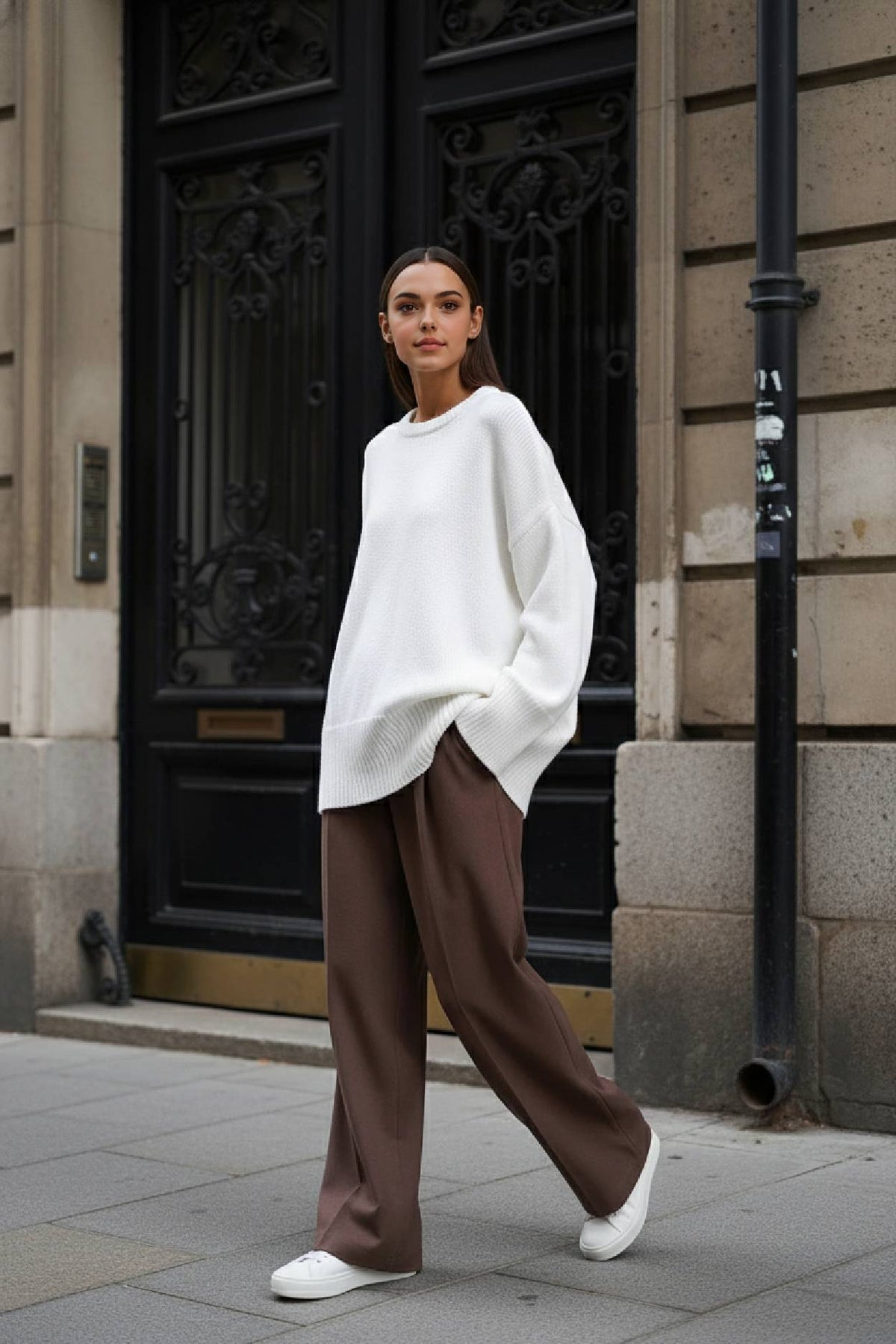 Solid Knit Crew Neck Sweater