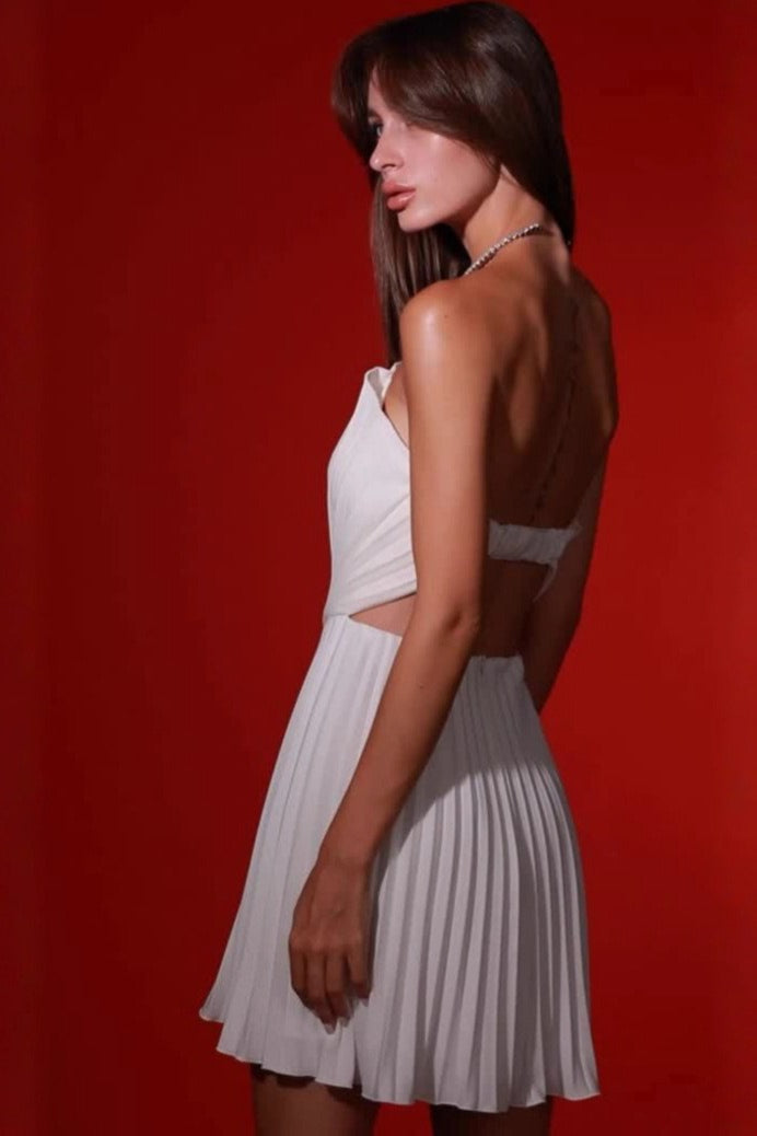 Chic Ruched Strapless Backless High Waist Cocktail Dress