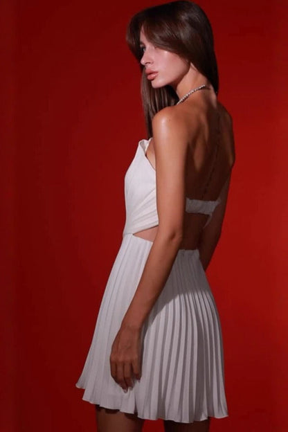 Chic Ruched Strapless Backless High Waist Cocktail Dress