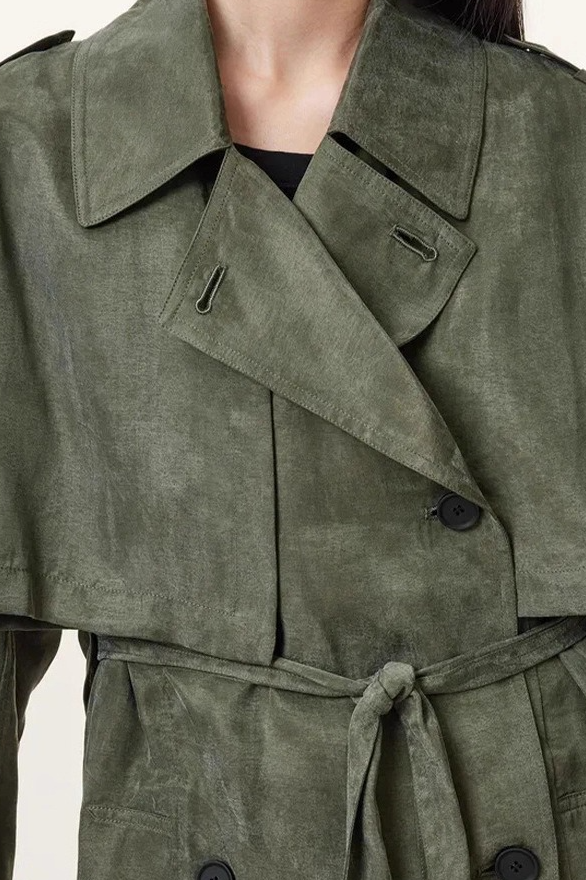 Suede Retro Casual Long Trench Blazer Overcoat