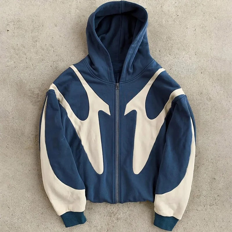 Devil Print Zip Up Hoodie
