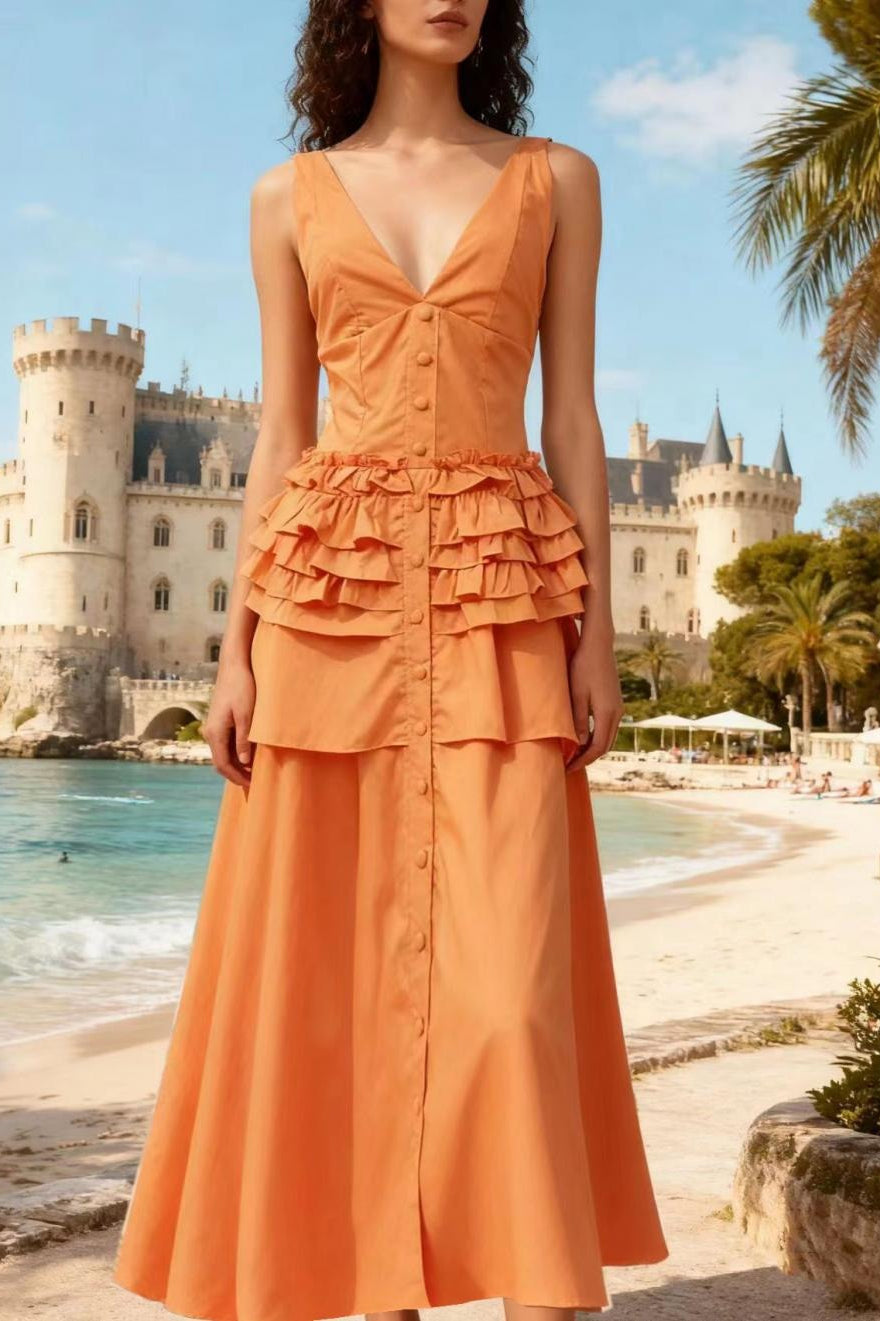 Elegant Vintage Sleeveless Swing Tiered Prom Dress