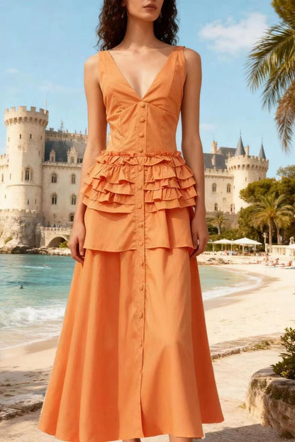 Elegant Vintage Sleeveless Swing Tiered Prom Dress