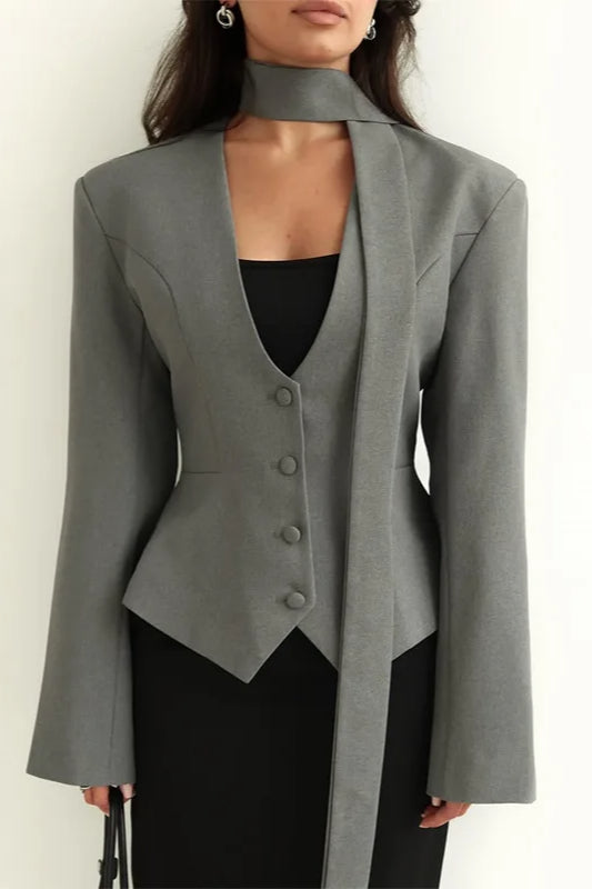 Scarf Collar Commuter Blazer
