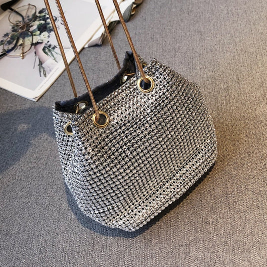 Bolso cruzado de moda con correa de cadena y diamantes de imitación