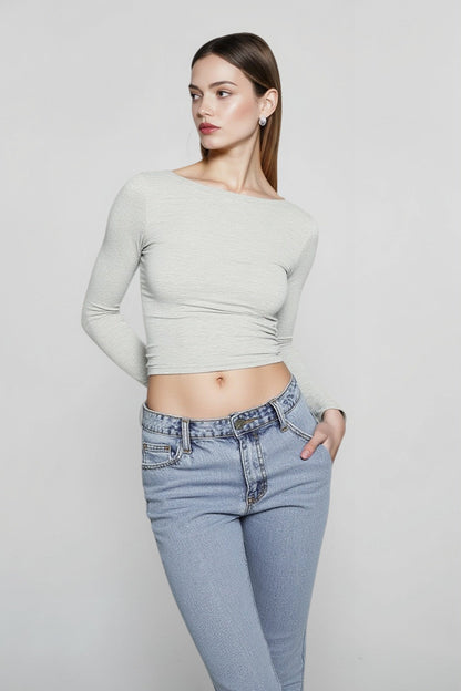 2024 Basic Round Neck Long Sleeve Pullover Tee