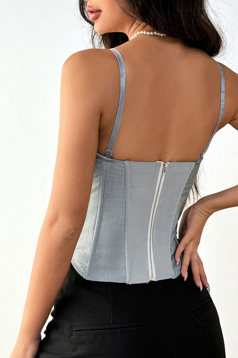 Paneled Corset Lace Up Chic Cotton Tube Top
