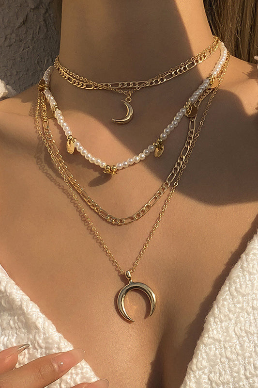 Collares con unión dividida geométrica de moda sencilla