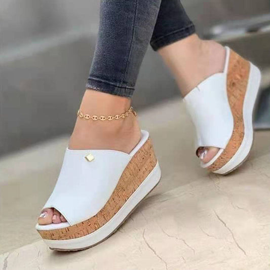 Zapatos de patchwork de moda con puntera abierta