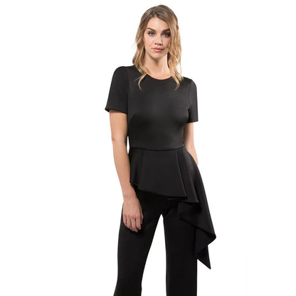 Summer Women Clothing Short Sleeve Lotus Leaf Jumpsuit Women Tight Trousers