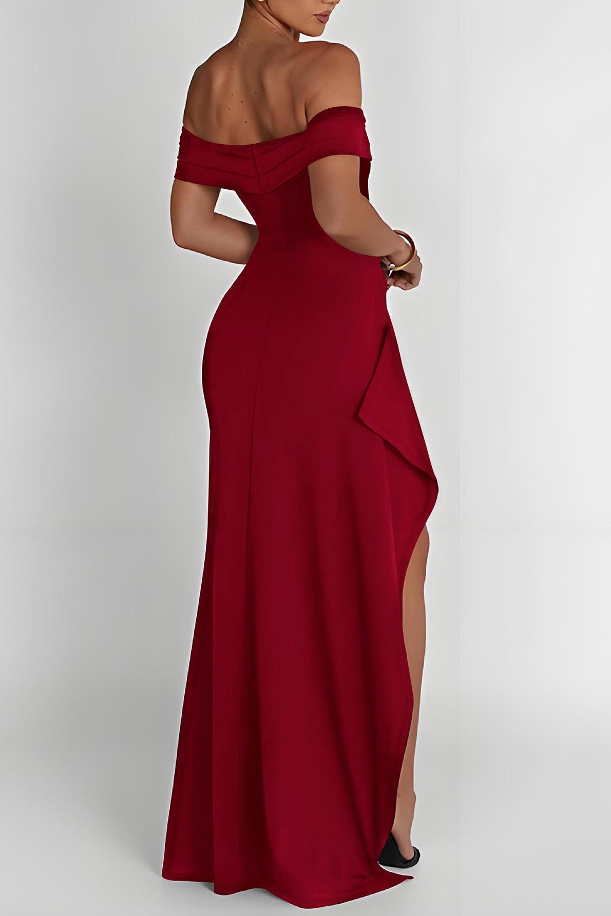 Off Shoulder Slit Elegant Bodycon Dress
