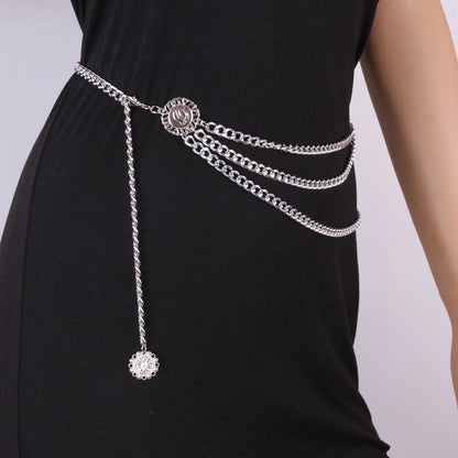 Pendant Alloy Layered Waist Chain
