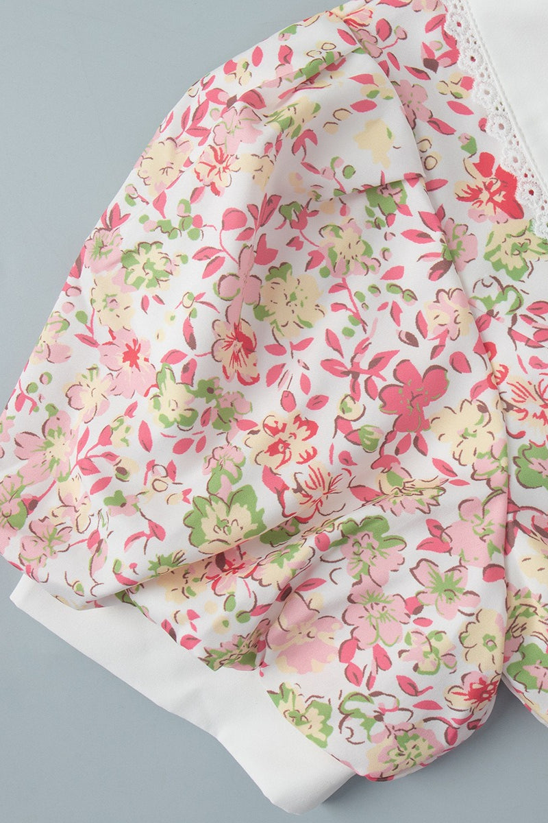 Doll Collar Puff Sleeve Mini Floral Dress
