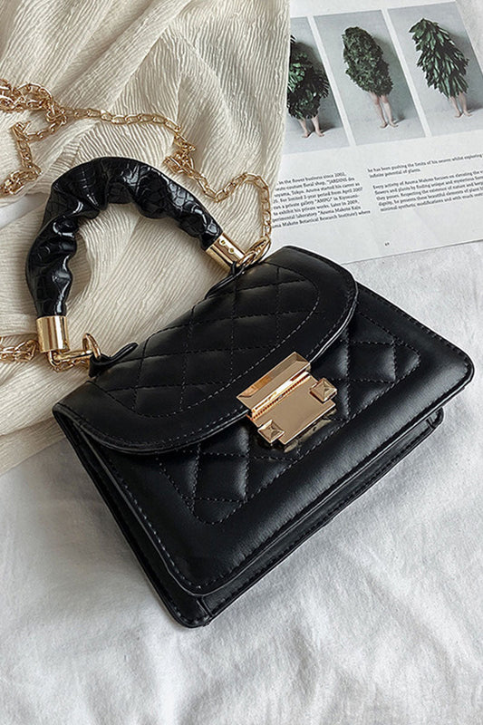 Bolsos de Moda Casual con Cadenas Decorativas y Accesorios Metálicos Lisos y de Retazos