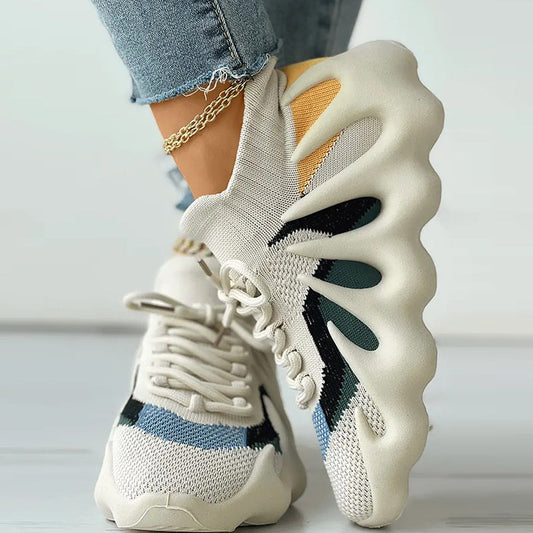 Zapatillas deportivas casuales de moda con retazos de vendaje para correr